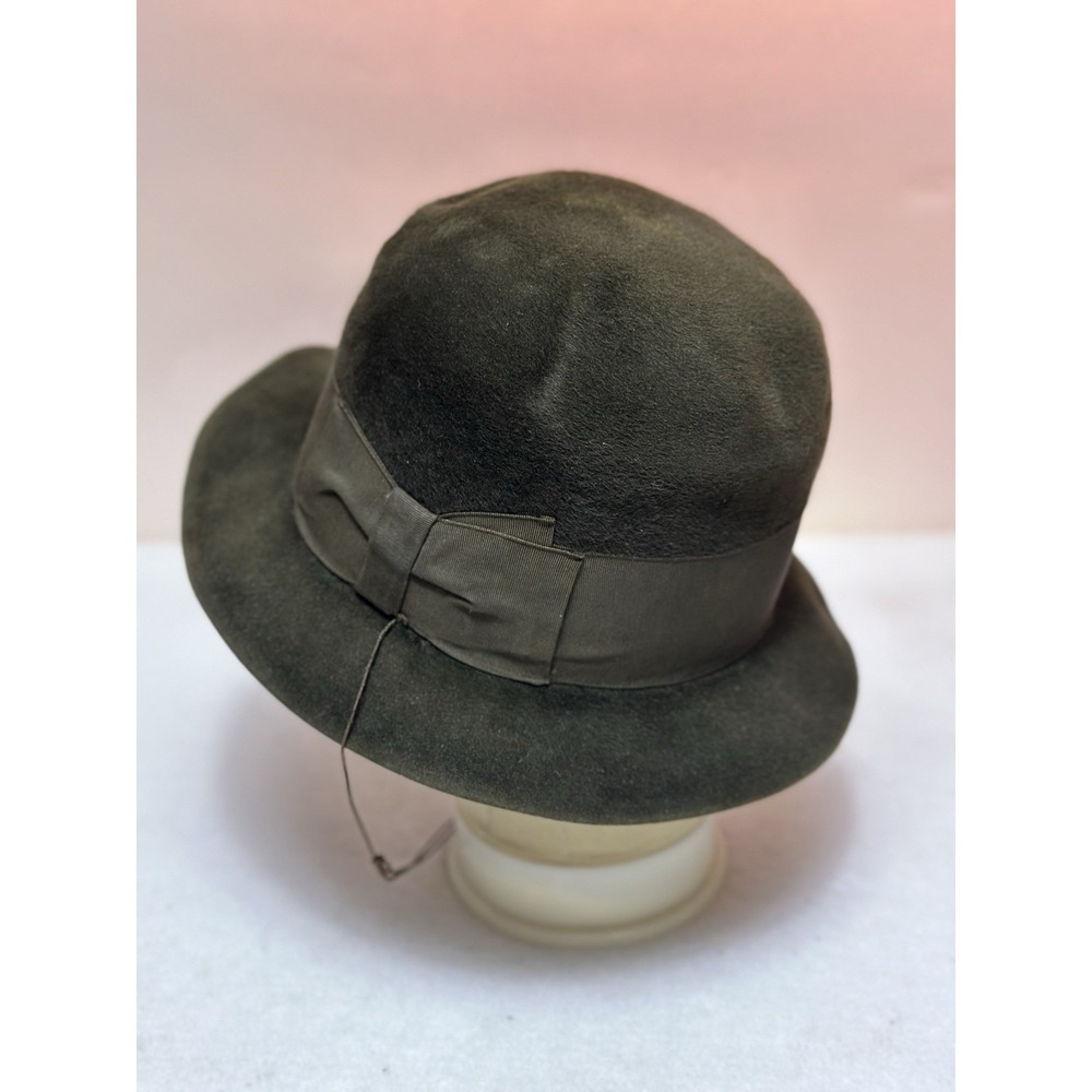 Vintage Borsalino Diamante Twenty Five Fedora Hat Green Size 7 1/4 Made in Italy